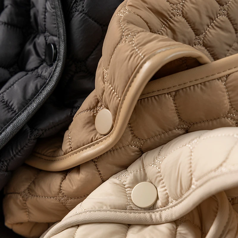 Design Thin Japan Style  Coats for Women Autumn/Winter Cotton  Covered Button  Slim  Casacos De Inverno Feminino 2022