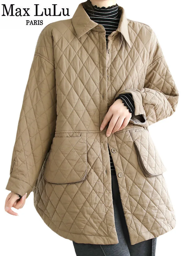 

Max LuLu 2022 Korean Style Winter Fashion Warm Parkas Ladies Loose Long Padded Jackets Womens Luxury Casual Coat Vintage Clothes
