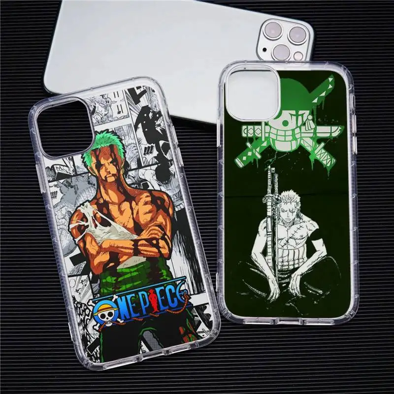 

Anime One piece Zoro Phone Case Transparent For iphone 13 12 11 Pro Max Mini XS Max 8 7 Plus X SE 2020 XR cover
