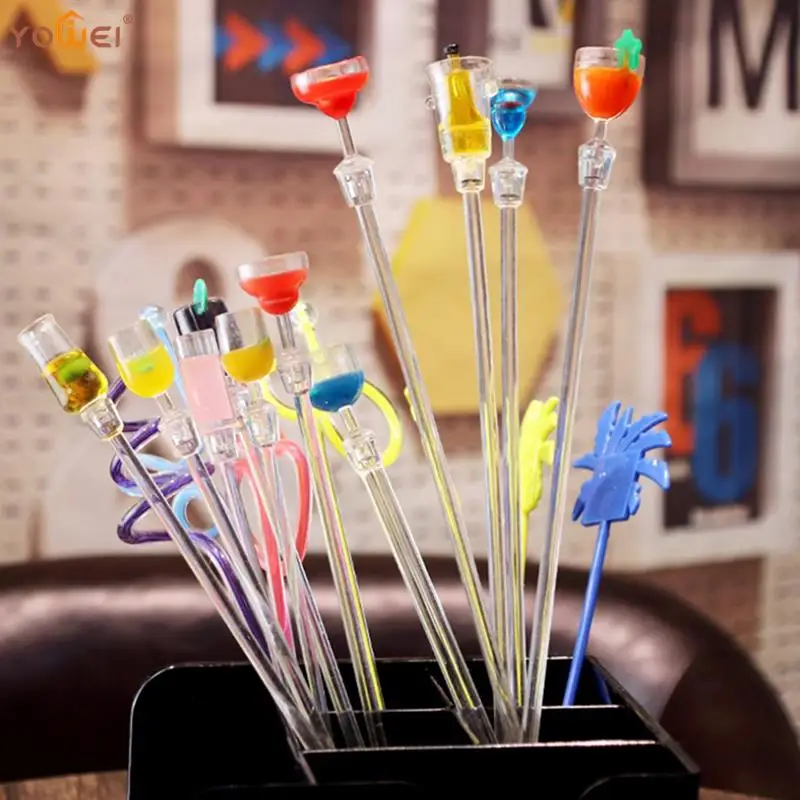 10Pcs 23cm Stirring Acrylic Stirrers Kitchen Juice Party Cocktail Drink Mixer Swizzle Stick Wine Agitators Blender Bar Tools