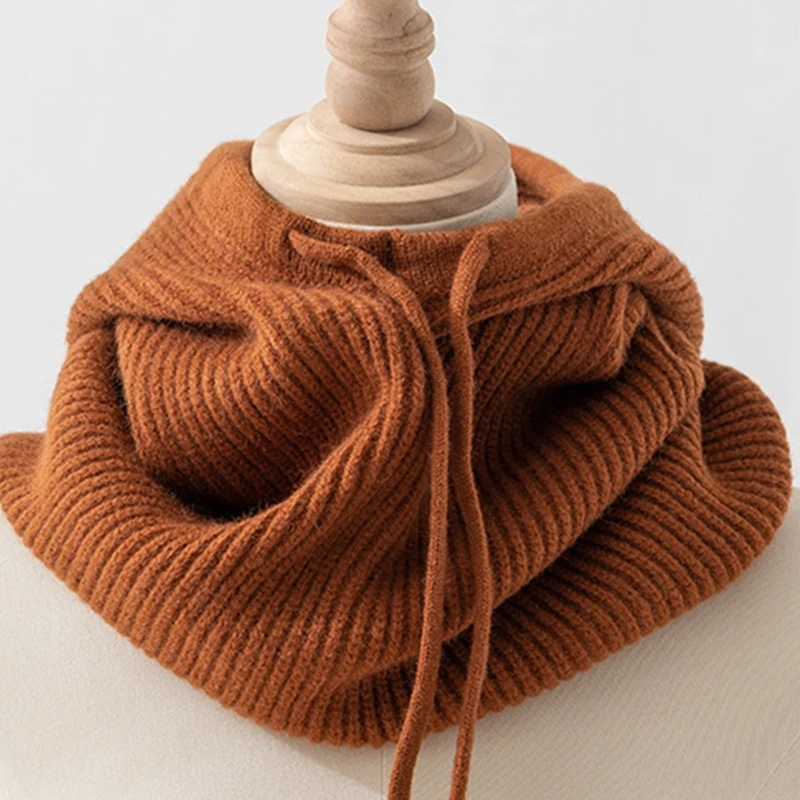 

Women Fake Collars Hooded Scarf Autumn Winter Korean Style Long Warm Detachable DXAA