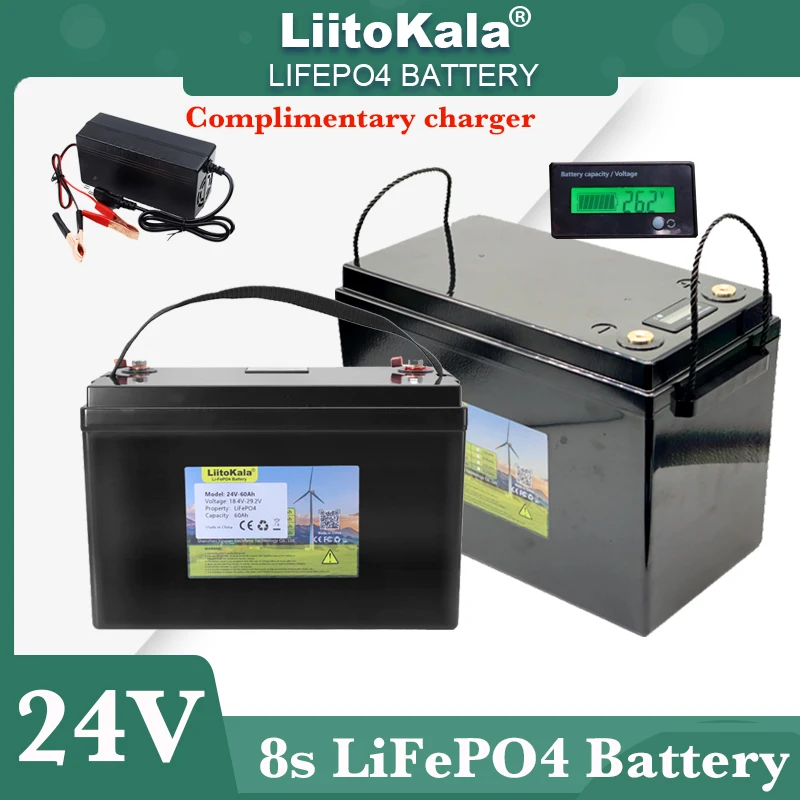 Литий-железо-фосфатный аккумулятор LiitoKala, 24 В, 29,2 Ач, 60 ач