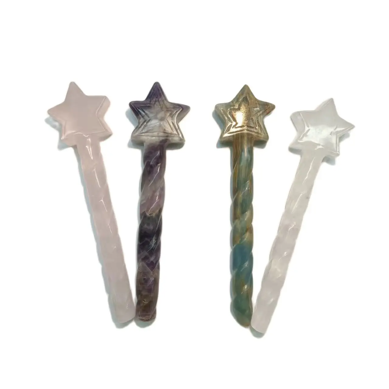 

Hand Carved Quartz Natural Crystal Dream Amethyst Fairy Wand Rose Quartz Healing Stone For Gift LYH