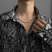kunjoe 2022 new trend hot sale hip hop titanium steel silver color chain for men women simple personality sweater necklaces