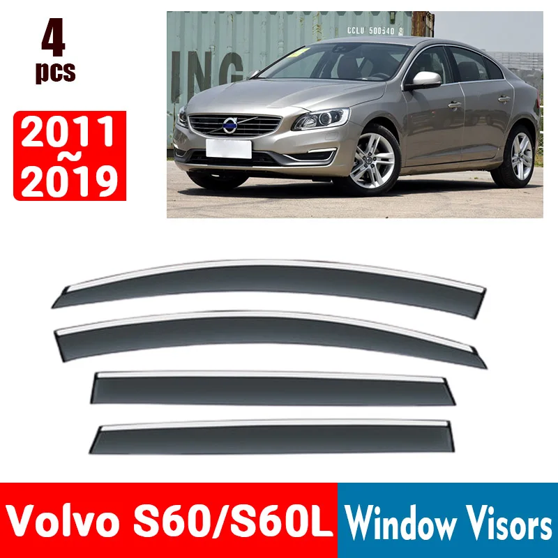 

FOR Volvo S60 S60L 2011-2019 Window Visors Rain Guard Windows Rain Cover Deflector Awning Shield Vent Guard Shade Cover Trim