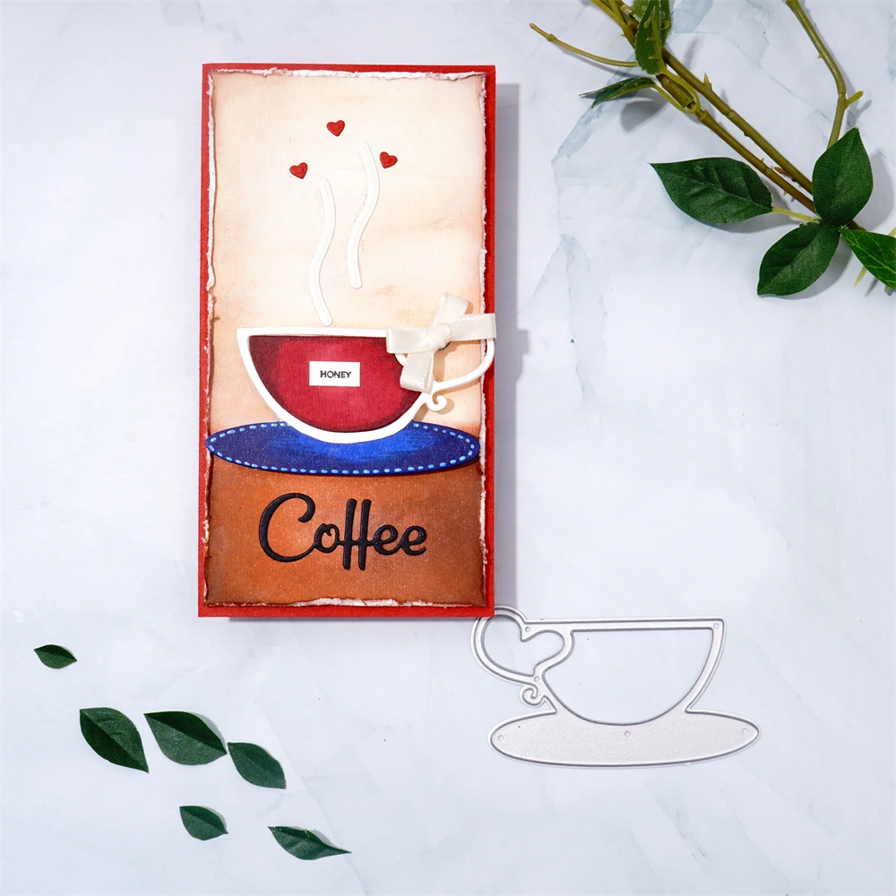 InLoveArts Любовь Сердце кофейная чашка металлические вырезанные штампы DIY