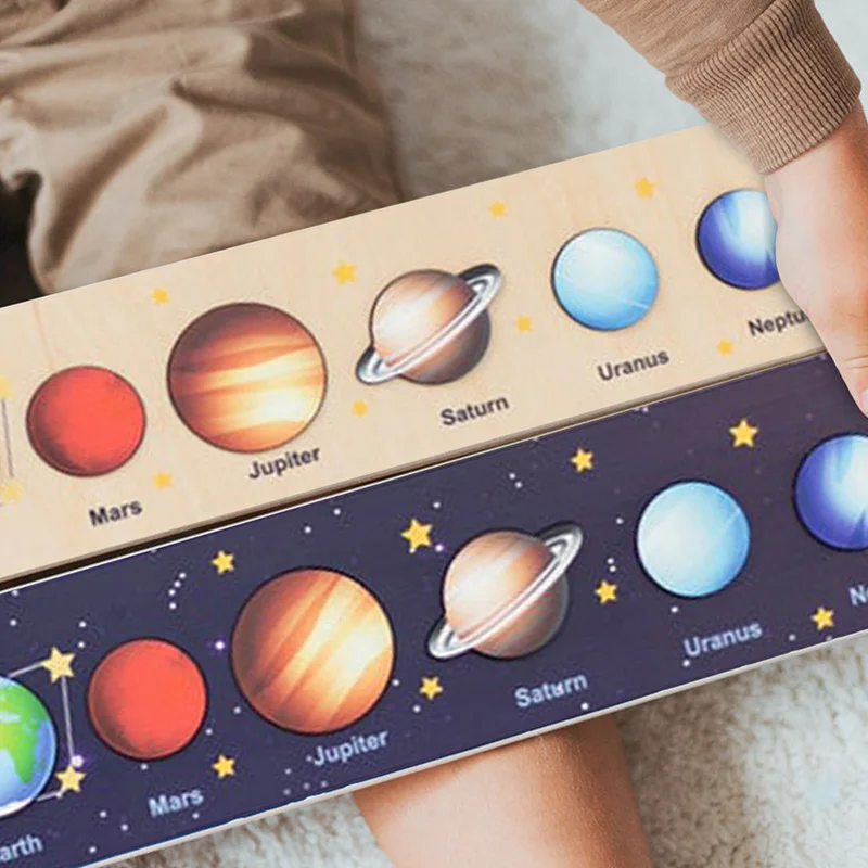 

Montessori Wooden Planets Puzzle Solar System Jigsaw Toy For Board Games Logical Thinking Training Educational Learning Gift