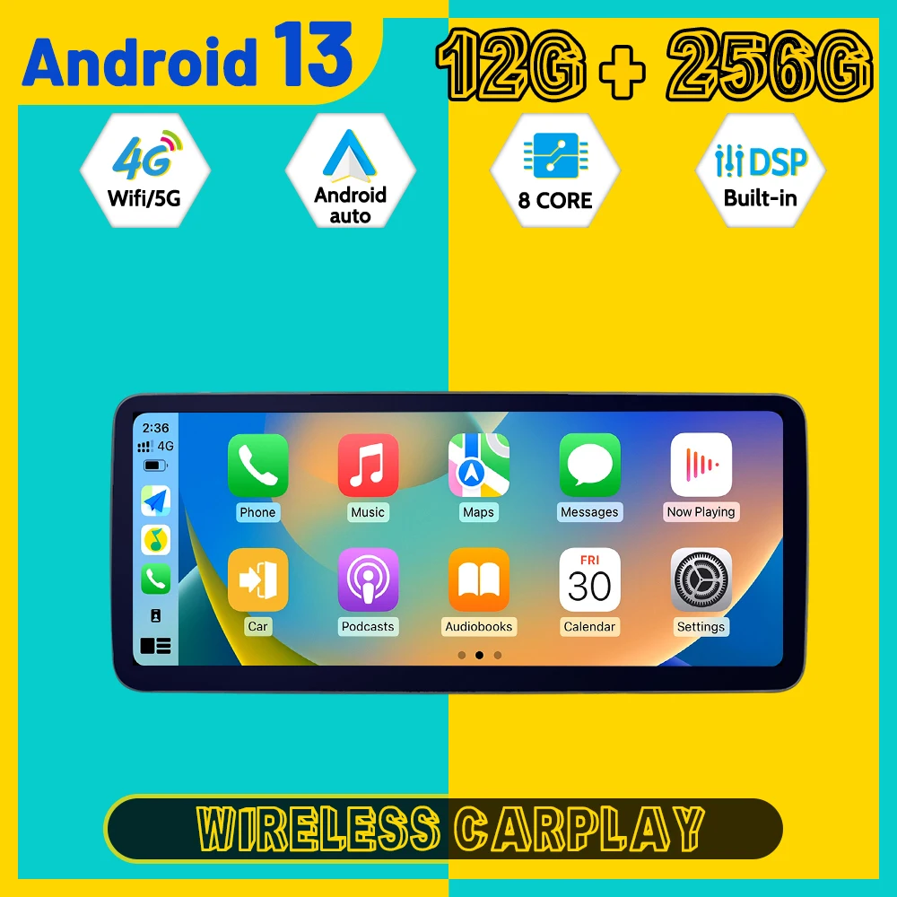 12 3 дюймовый Ultra Dual BT Carplay 4G Android 13 для Mercedes-Benz GLA/CLA/A-CLASS 2013-2015 мультимедийный плеер