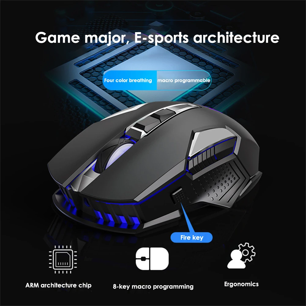 

Silent Wired Gaming Mouse 6 Levels Adjustable 3200 DPI 7 Programmable Buttons 7 RGB Lighting Modes Ergonomic Mice For PC Gamer
