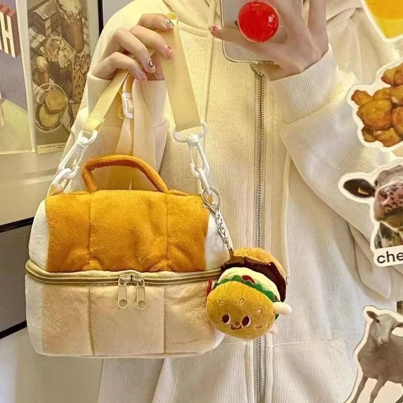 

New Makeup Bag Cute Toast Bread Cosmetic Bags Women's Portable Storage Bag Portable Makeup Bags Crossbody Travel Camera Bag