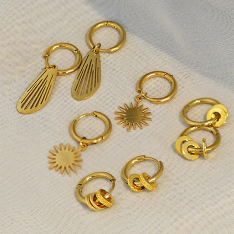 Женские золотые серьги из нержавеющей стали 14 к 2023