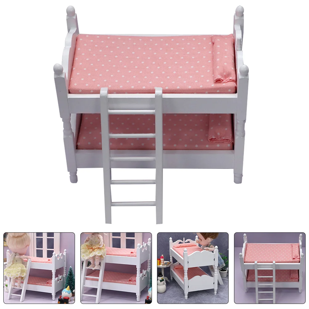 

Bunk Bed Kid Toys Mini Model House Accessories for Kids Miniature Furniture Ornament Cloth Bedroom Childrens Decor