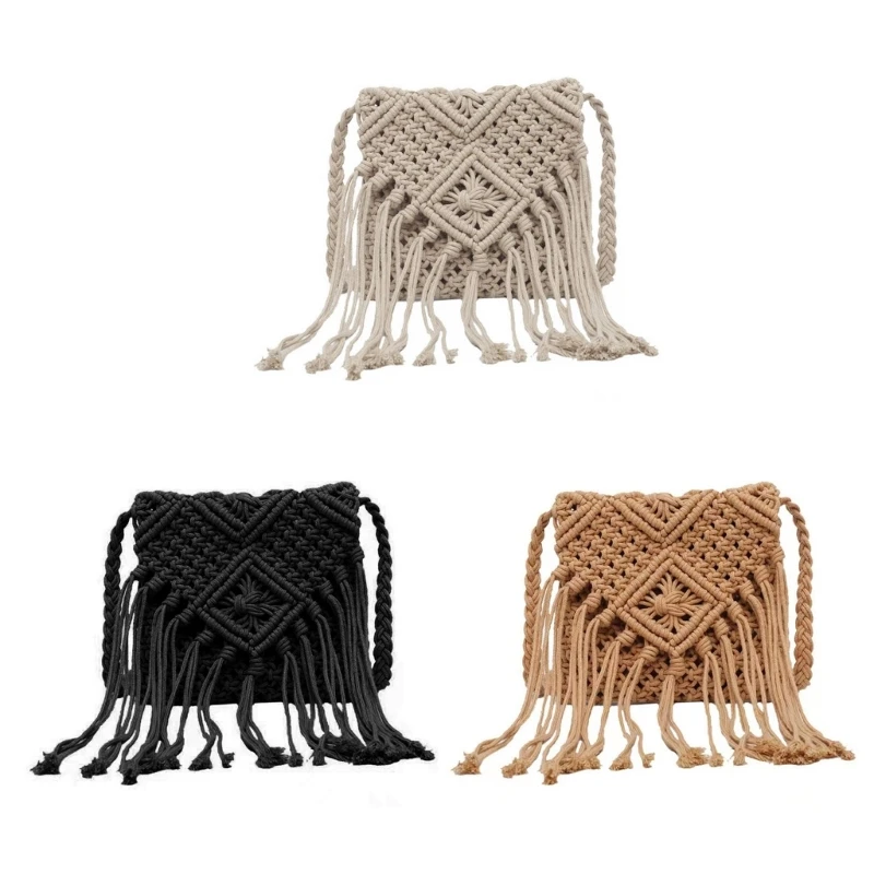 

Fashion Woven Bag Knitted Tassel-Bags Crossbody Bag Summer-Beach Shoulder Bag