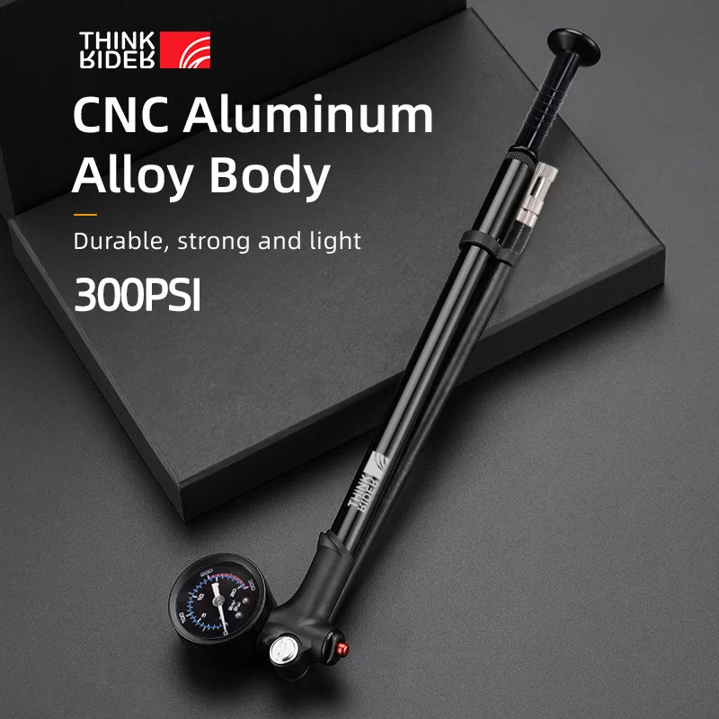 ThinkRider Portable High-pressure 300psi Bike Air Pump with Gauge for Fork & Rear Suspension Shock Absorber Mountain Bicycle