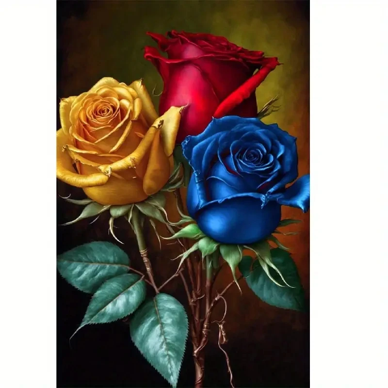 

Diamond Painting Three Roses Paste For Beginners 5DFull Diamond Embroidery Animals DIY Cross Stitch Arts Craft Home Decor Gift