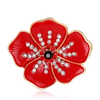 tulx korean flower red enamel brooches for women wedding scarf bouquet brooch pins rhinestone clothing accessories jewelry