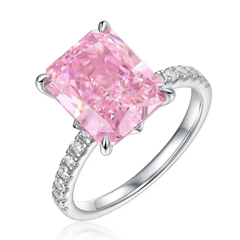 

Ruihe элегантное кольцо из серебра пробы с розовой вставкой из циркония кольцо из высокоуглеродистого бриллианта для резки измельченного льда для подарка для женщин подарочная упаковка