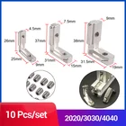 10 шт. Т-образный внутренний угловой разъем L-образной формы, шарнирный кронштейн 2020 3030 4040 с винтами, алюминиевый профиль