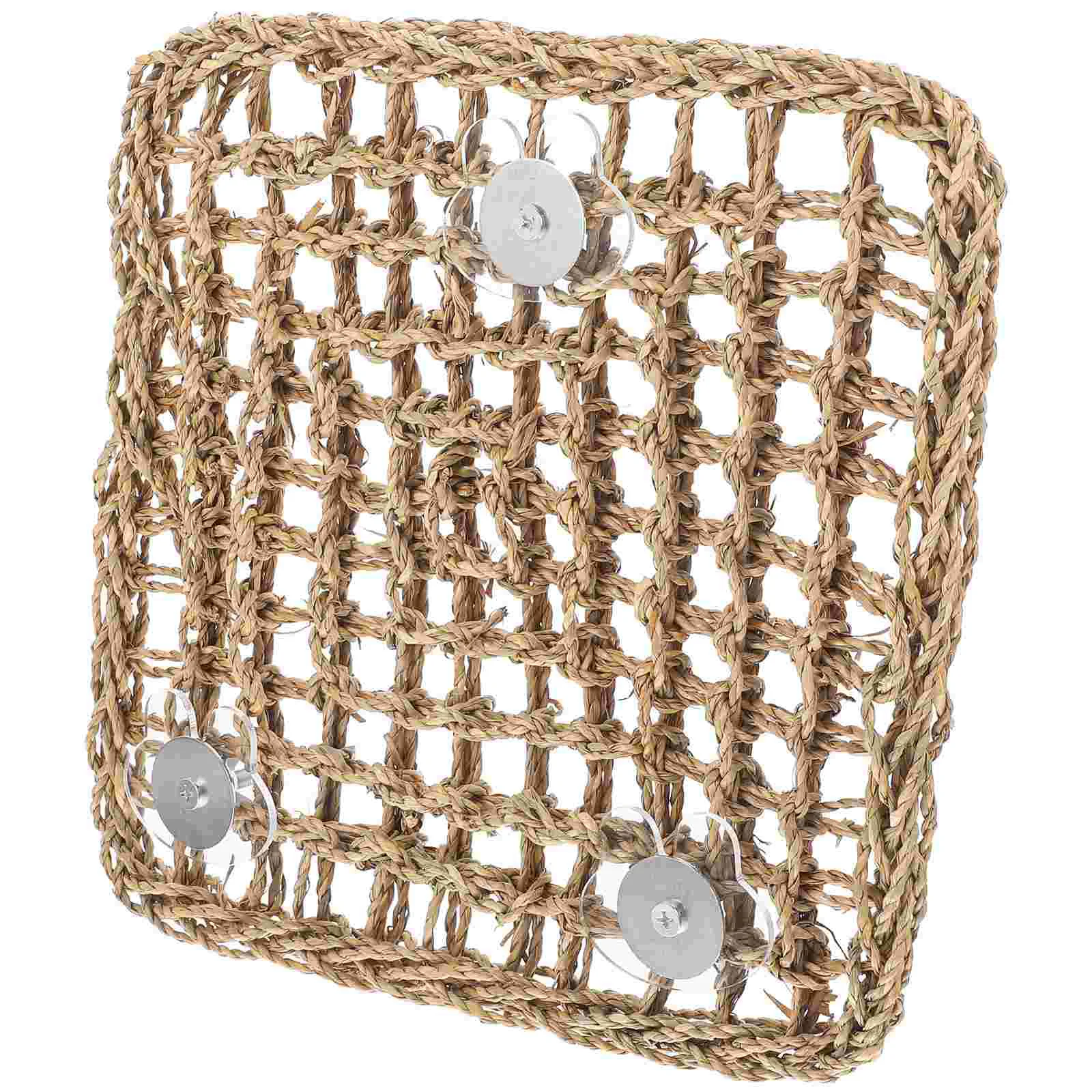 

Woven Toys Bird Rope Hammock Climbing Net Bunny Seagrass Mat Parrot Ladder Chew Natural Parakeet Dragon Cage Toy Hamster Pet