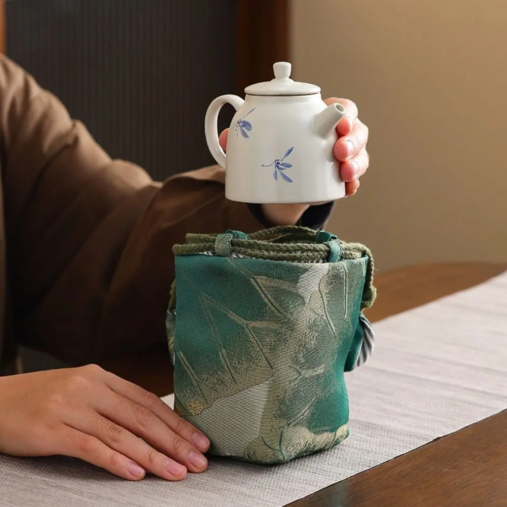 Тканевая сумка для чашки в китайском стиле на шнурке с принтом устойчивая к