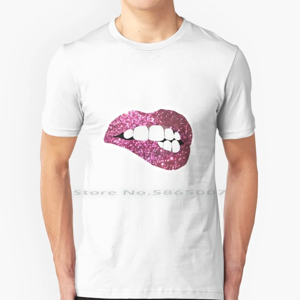 

Футболка с блестками и губами, 100% хлопок, розовые блестящие губы, поцелуй, поцелуй меня, поклей, большой размер 6xl, футболка, подарок, мода