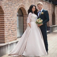 elegant champagne wedding dress for women lace bride dresses robe de mariee wedding gown plus size mariage vestido de noiva