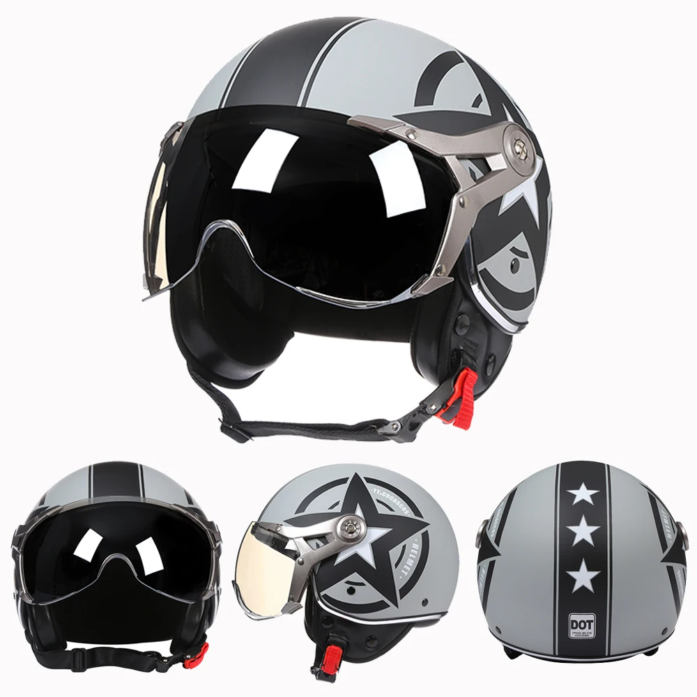 Открытый мотоциклетный шлем Four Seasons 3/4 винтажный для верховой езды Casco Capacete Ciassic