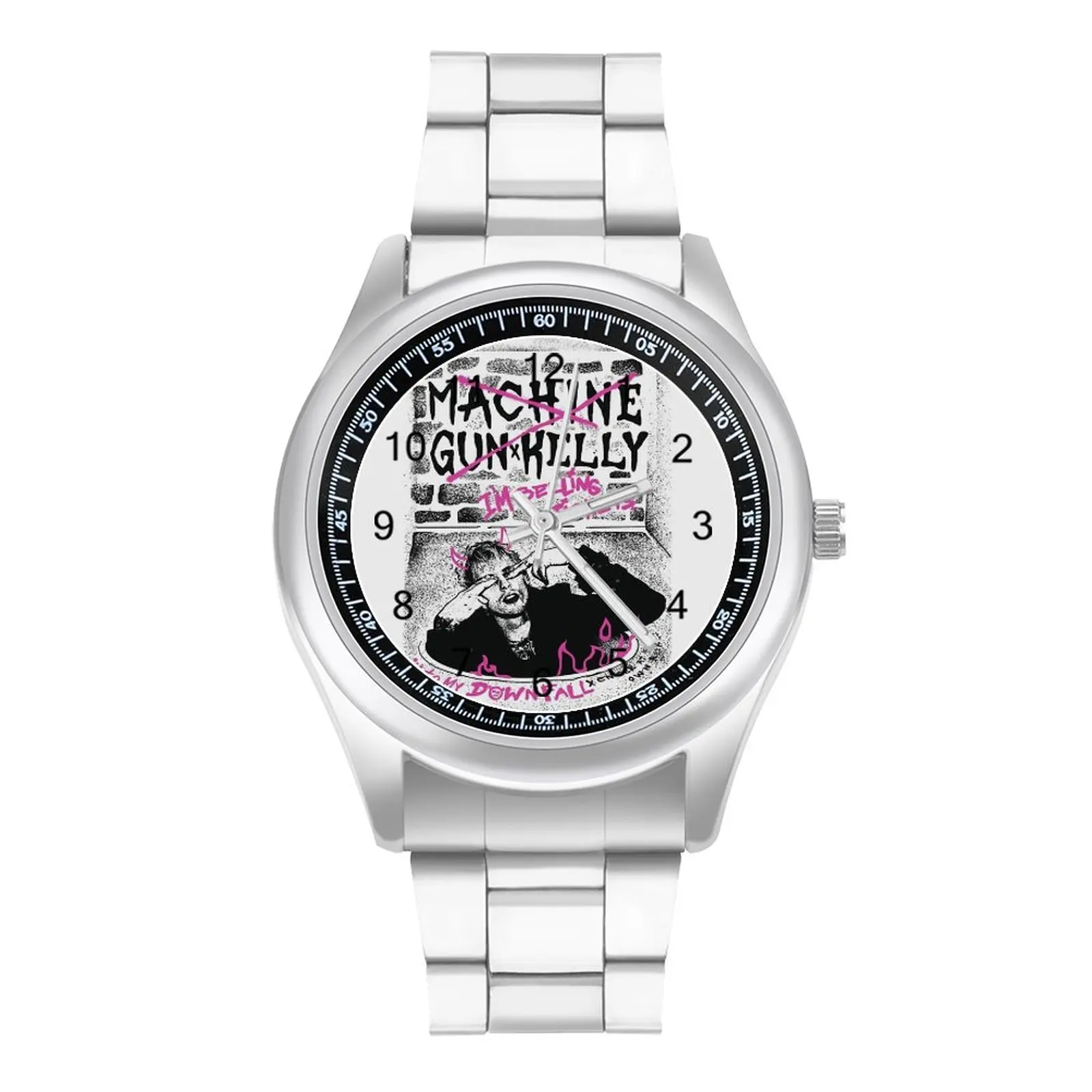 

Fgtfdrd Machine GUN KELLY Maskes Quartz Watch Galaxy Laptop Skin Classic Wrist Watch Stainless Couple Outdoor Photo Wristwatch