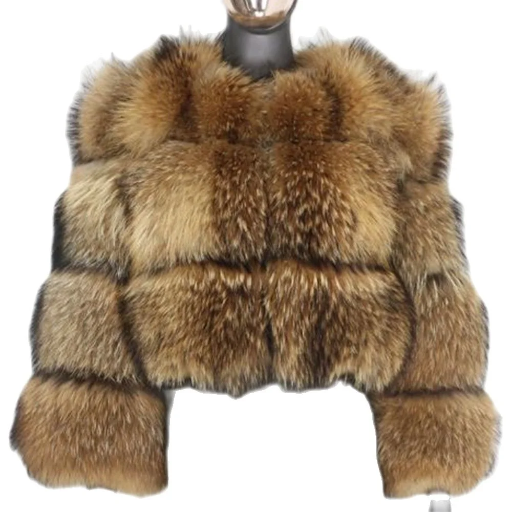Top Furbility Ladies Luxury Fur Coats Winter Thick Warm Fur Jaket Raccoon Fur Jackets Nice Quality