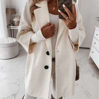 autumn and winter coat womens solid color loose single breasted button pockets fashion casual sleeve long coat coat 4 colors