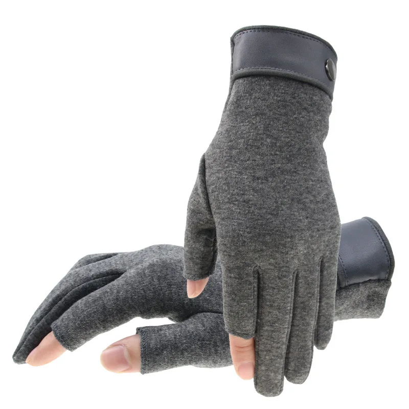 

Зимние мужские перчатки без пальцев, 1 пара, перчатки для рыбалки, сохраняют тепло, защита рыбалки, Нескользящие перчатки с двумя пальцами для рыбалки на открытом воздухе