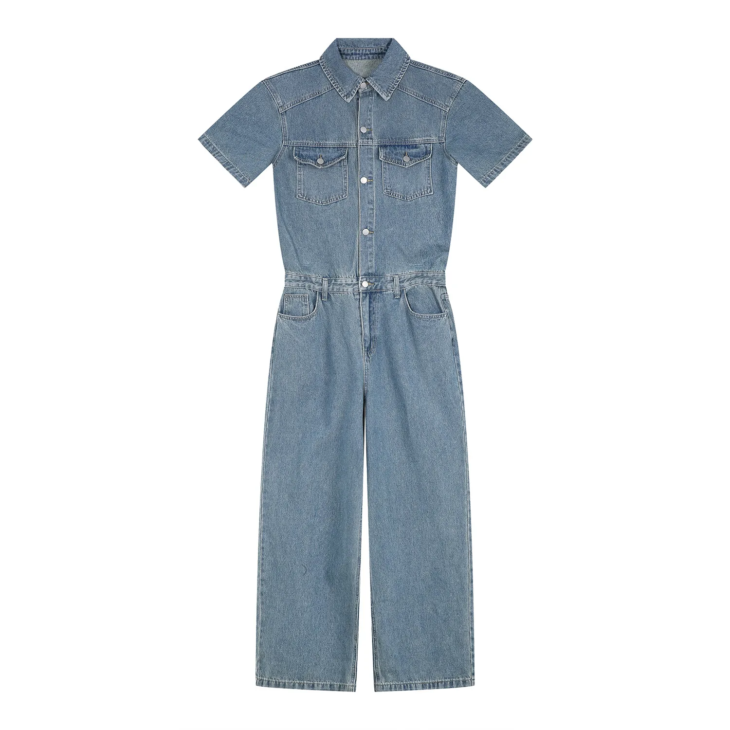 

2022 summer loose short sleeve one piece jeans