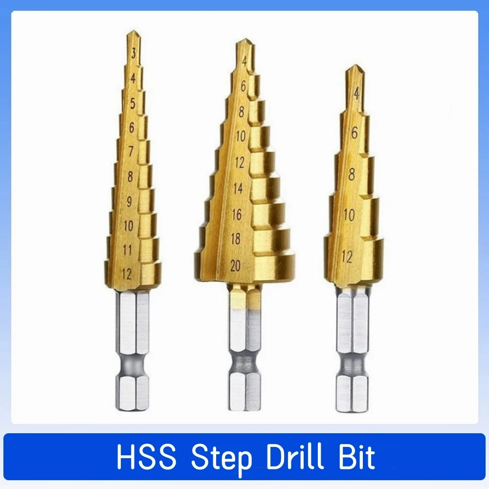 

3Pcs HSS Step Drill Bit Straight Groove Titanium Coated Gun Drill Bit Wood Metal Drilling High Speed Steel Core Drill Bit