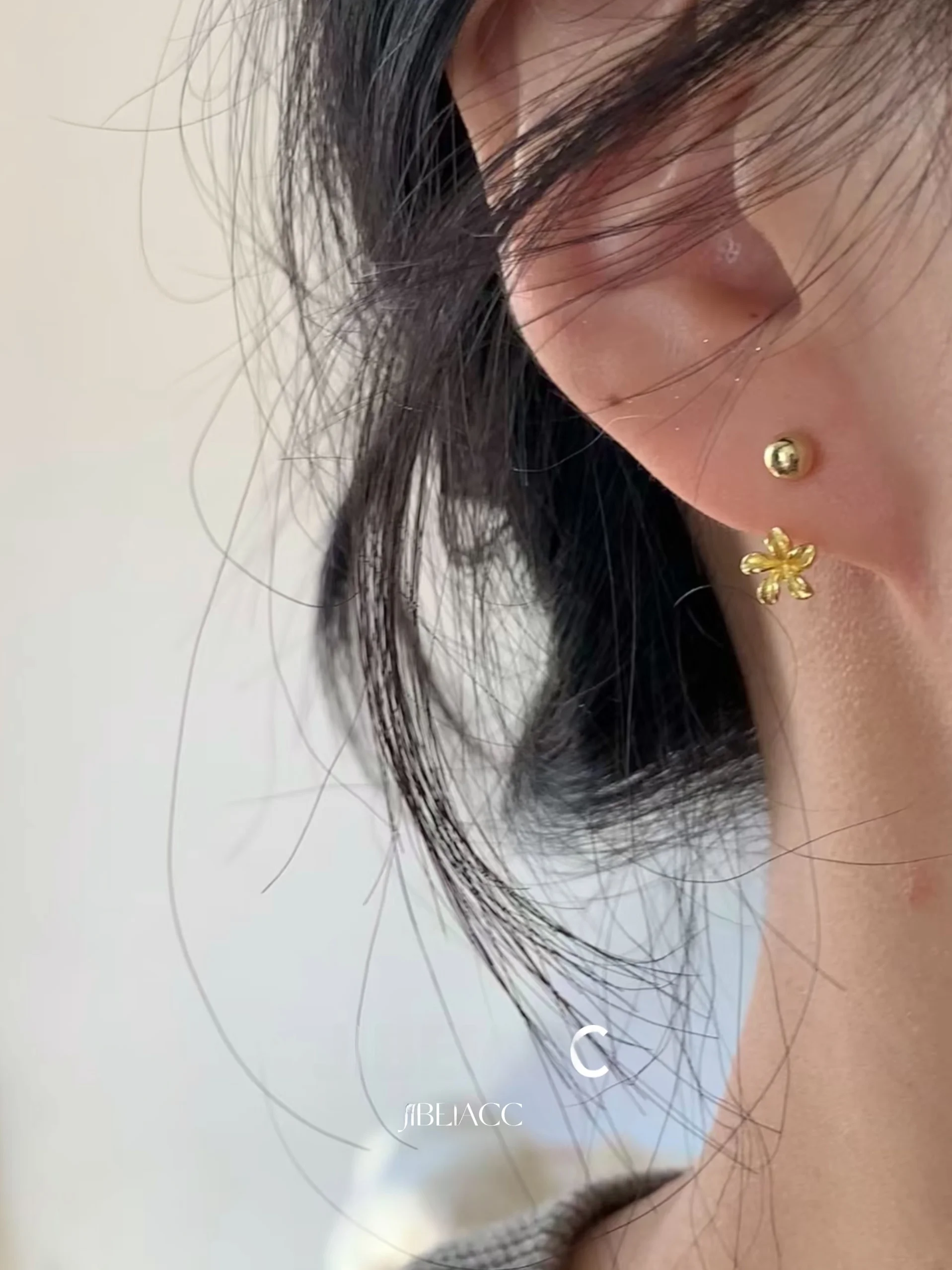 Серьги-гвоздики с цветком Серьги из стерлингового серебра Цельная