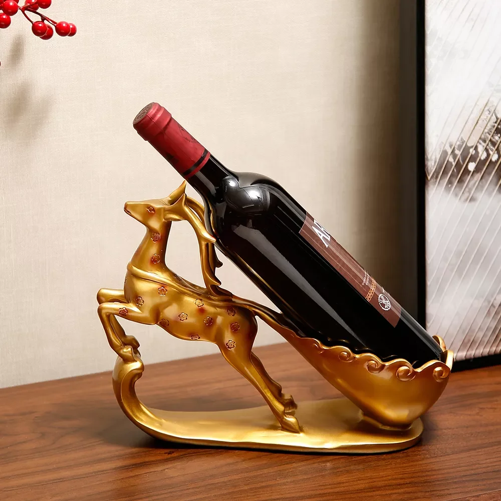 

Luxury Home Decoration Resin Deer Statue Wine Bottle Holder Wine Rack Bar Stand Bracket Display Stand Bracket Decor Accessories