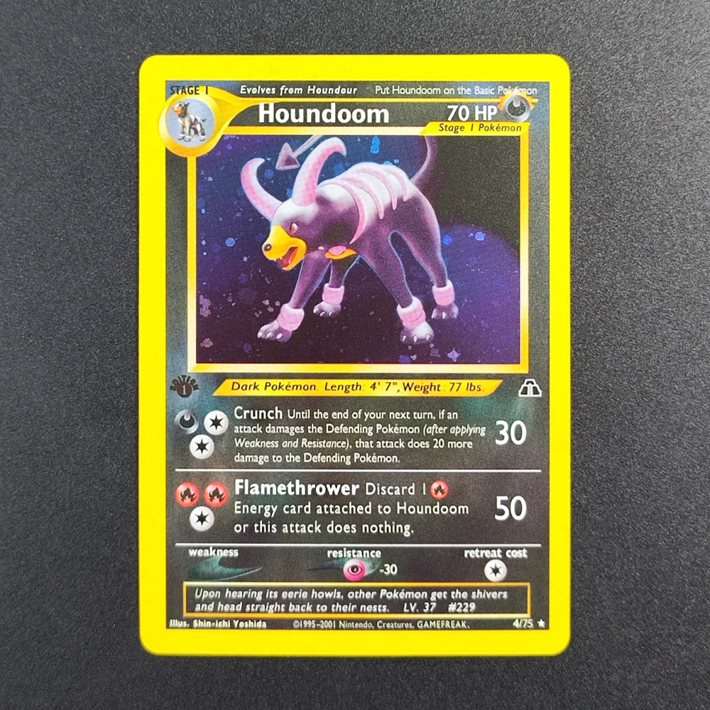 Фото Карты Proxy Pokemon English Neo Discovery 1st Edition Umbreon Tyranitar Espeon Houndour Kabutops Holo PTCG Коллекционная карта игр №4
