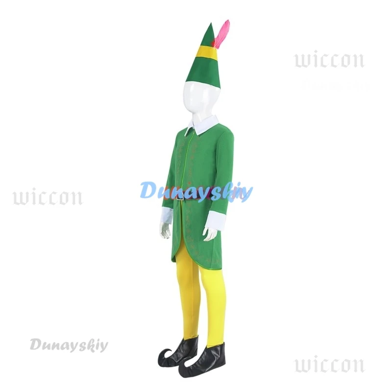 Рождественский костюм эльфа для косплея пальто шляпа брюки чехол обуви пояс с