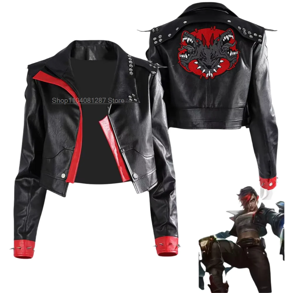 Arcane 2 игра LOL Vi косплей женское черное пальто из искусственной кожи костюм женская