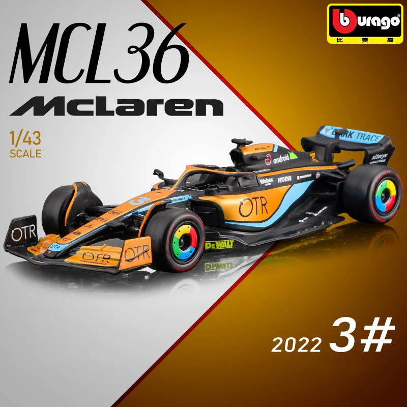 

Bburago 1:43 2022 F1 McLaren MCL36 #3 Daniel Ricciardo #4 Lando Norris Alloy Luxury Vehicle Diecast Cars Model Toy
