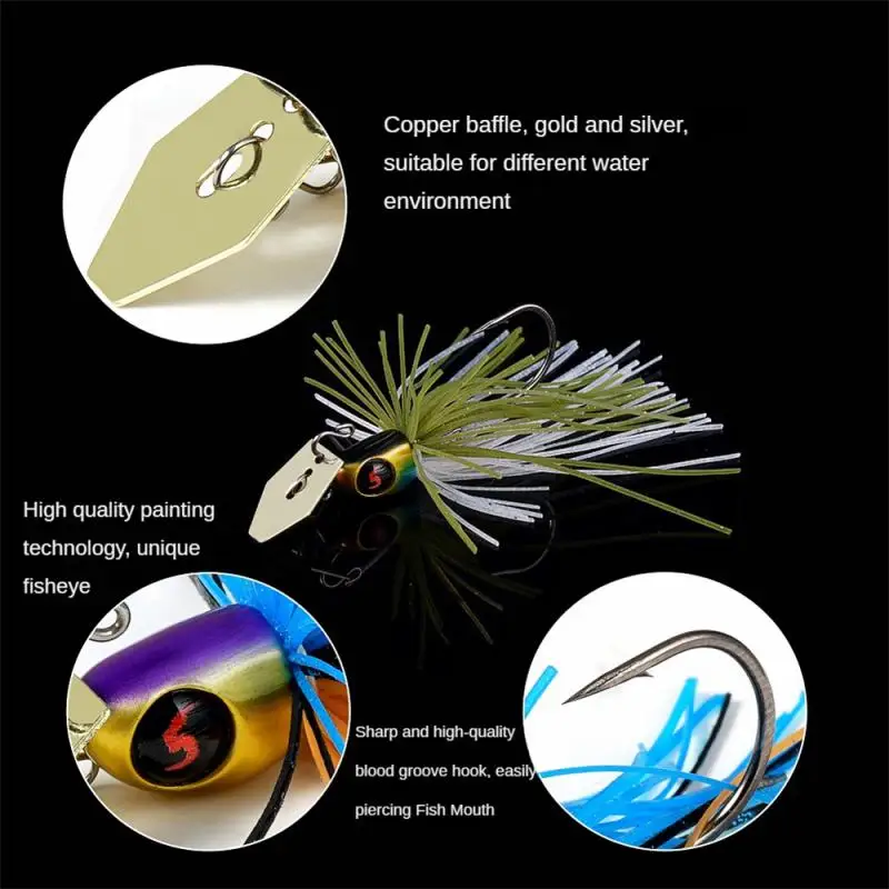 

Furish Water Fender Fishing Lure Luya Bass Black Bait Luya Bait Blood Groove Hook Luya Bionic Bait Fishing Gear 8.6g Lead Hook