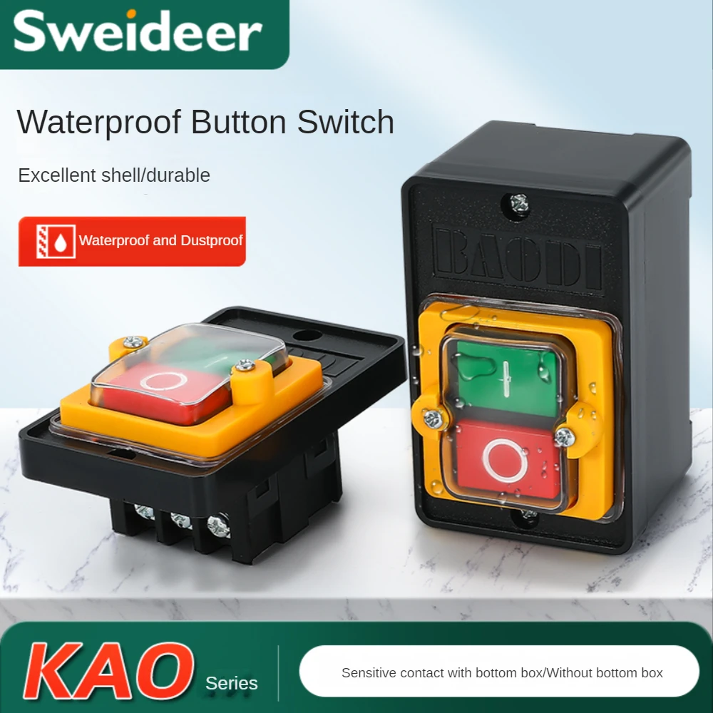 

Push Button Switch KAO-5H KAO-5M 10A 380V for Cutting Machine Bench Drill Switch Waterproof Power on/ Off Switch KAO-5 Switch On