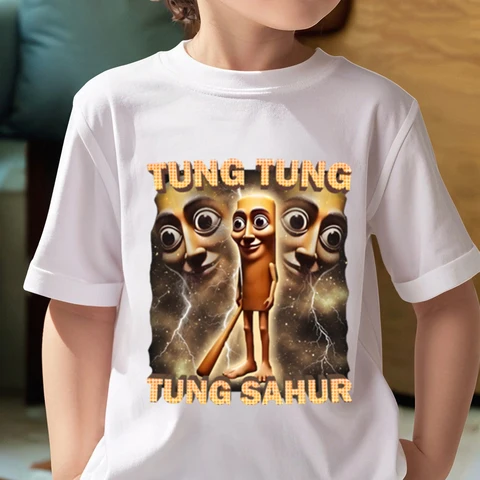 Tung Tung Tung Sahur Design детская футболка Brainrot хлопковая