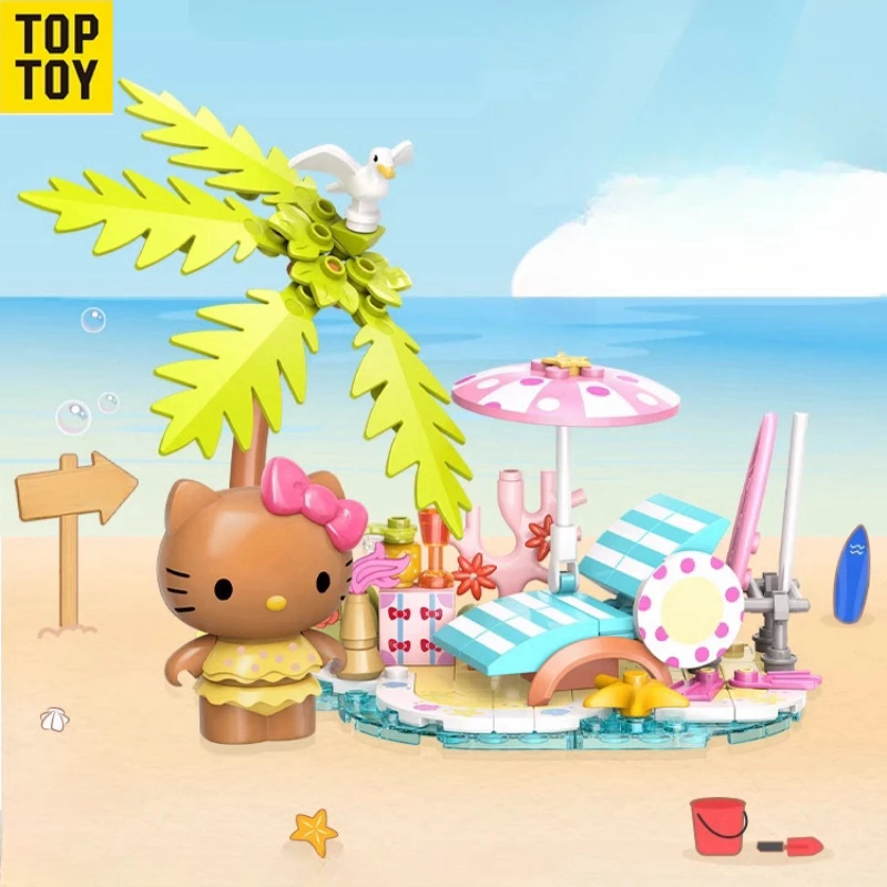 Новинка TOPTOY Sanrio Binhai праздничный Конструктор из черной кожи HELLO KITTY Детская сборка