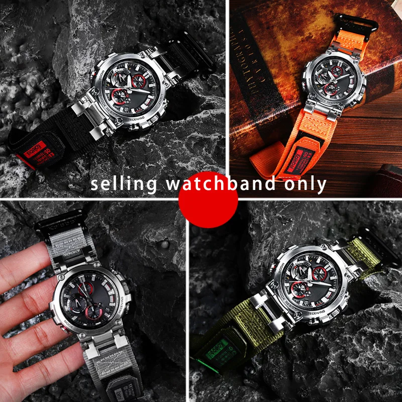 Waterproof sports canvas watchband modification for Casio 5544 MTG-B1000 easy to stick nylon watch strap accessories men