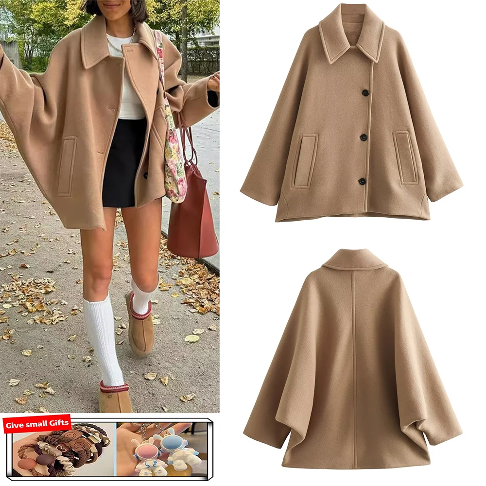 

Новинка Осень-зима женская Европейская и американская мода универсальная однотонная Смешанная шерстяная короткая куртка