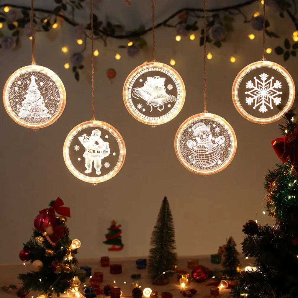Holiday Light Christmas Decoration Lamp Room Decor Accessories Christmas Hanging Lights Snowman And Merry Christmas LED Lights