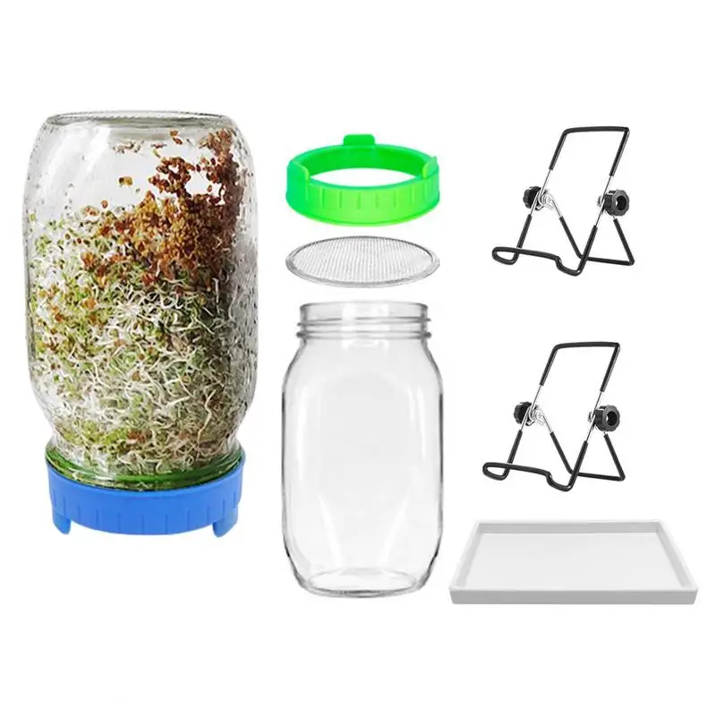 

Sprouting Kit Mason Jar Stainless Steel Kitchen Sprouting Lids And Stands Seed Sprouter Set Indoor Seed Sprouter Germinator