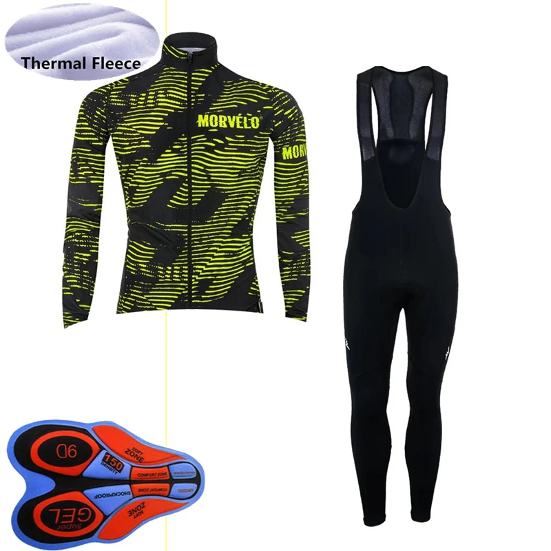 

Новинка 2019, комплект спортивных мужских велосипедных брюк с длинным рукавом, трикотажный комплект с нагрудником, теплая велосипедная униформа, Зимняя Теплая Флисовая одежда для горного велосипеда Y103001