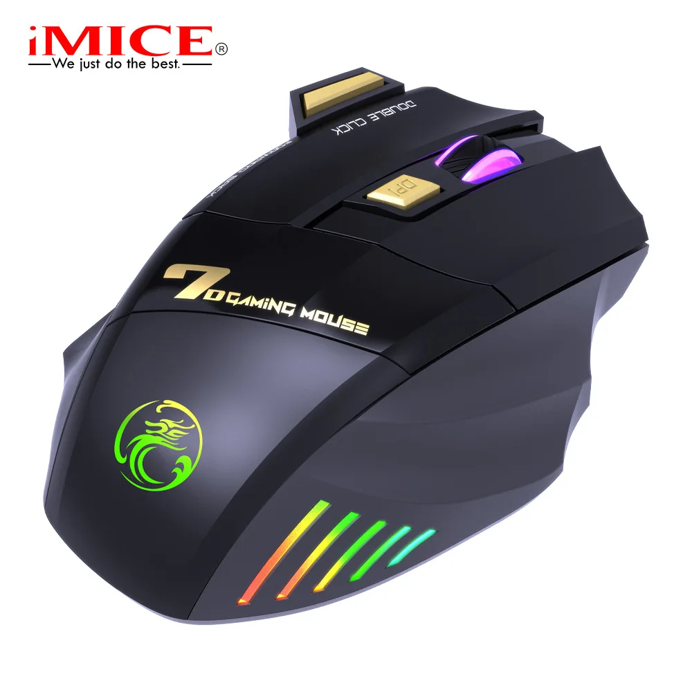 

Беспроводная Bluetooth-мышь IMice, 2,4 ГГц, перезаряжаемая игровая мышь RGB для геймеров, ПК, ноутбука, регулируемая Бесшумная эргономичная