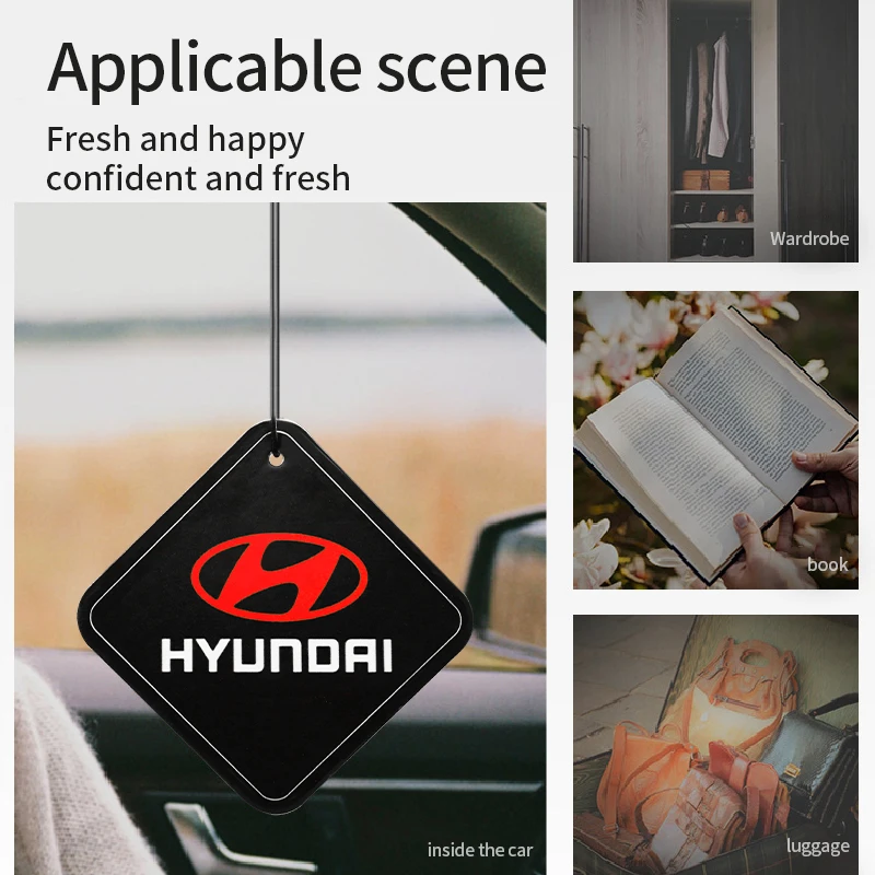 

Car Air Lasting Fragrance Hanging Aroma Pendant Perfume Tablets For Hyundai i30 i20 ix35 Tucson Accent Getz Elantra Creta Santa